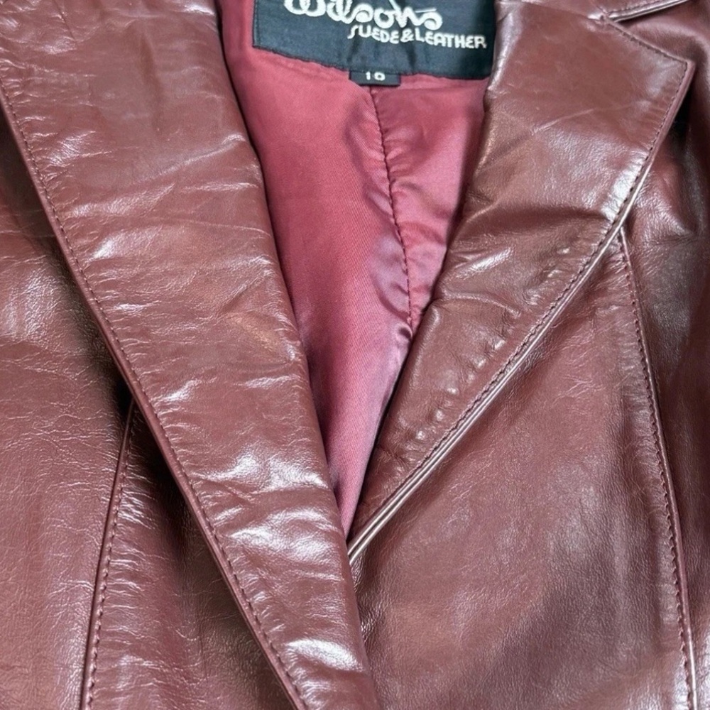 Wilson Burgundy Leather Blazer Jacket for Women - Picture 4 of 16